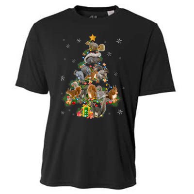 Funny Squirrel Christmas Tree Squirrel Lover Xmas Gifts TShirt Cooling Performance Crew T-Shirt