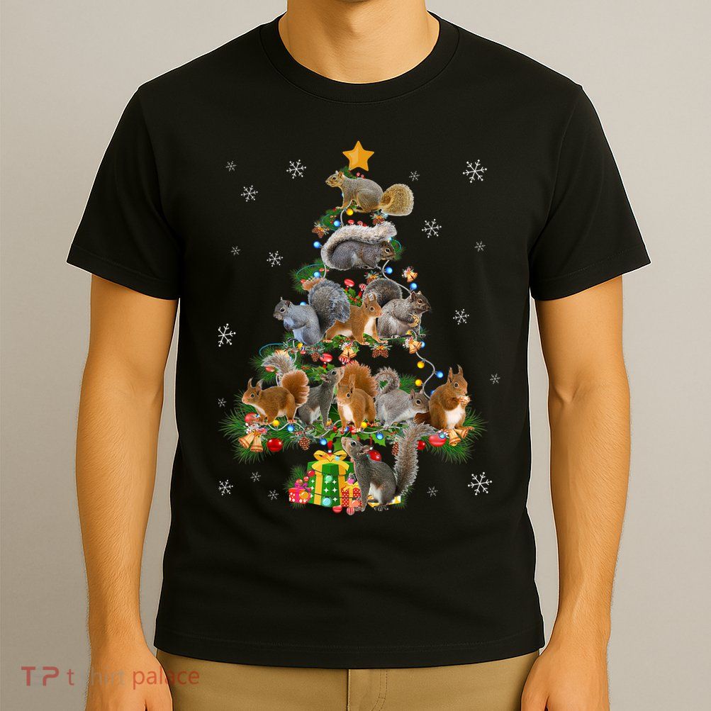 Funny Squirrel Christmas Tree Squirrel Lover Xmas Gifts TShirt T-Shirt