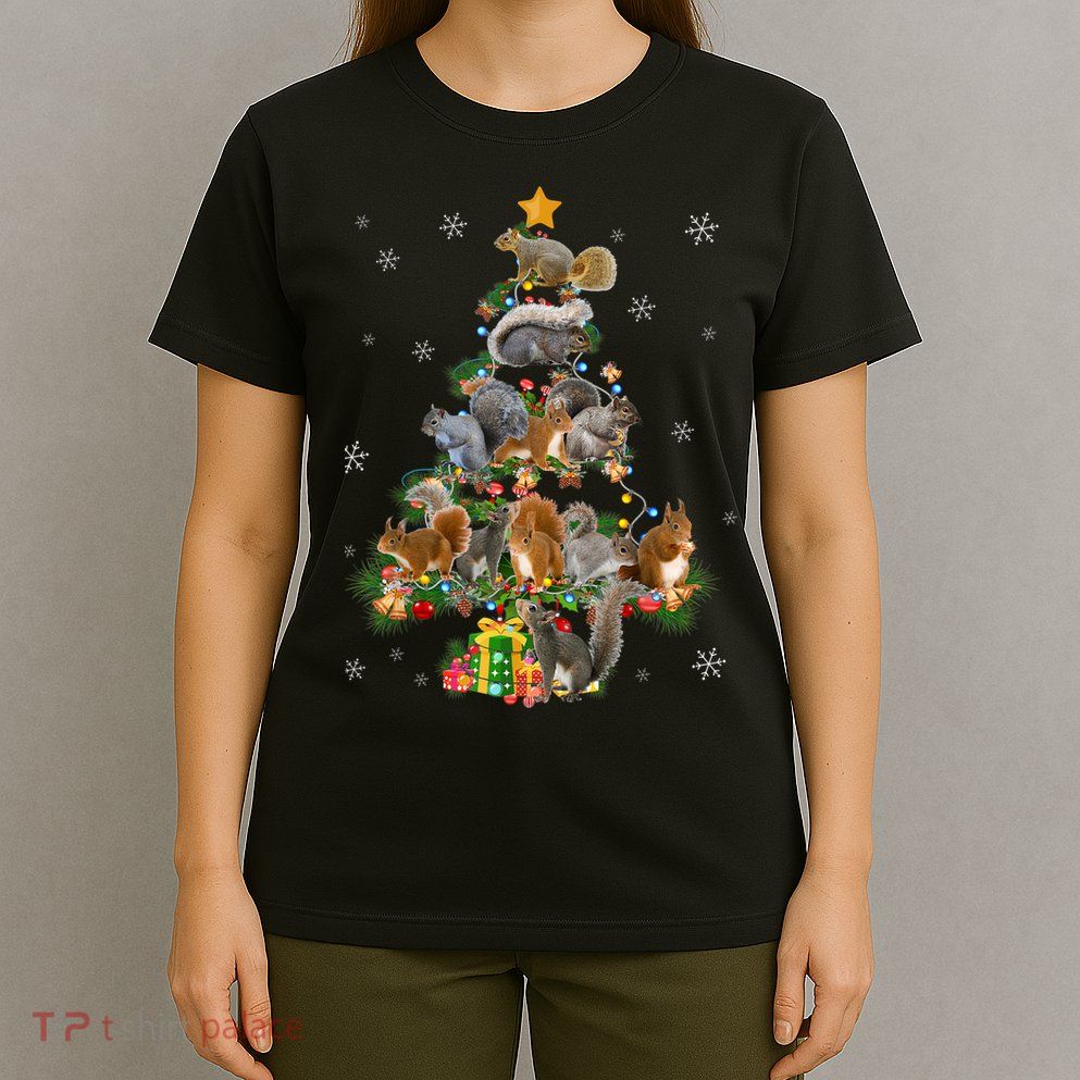 Funny Squirrel Christmas Tree Squirrel Lover Xmas Gifts TShirt T-Shirt