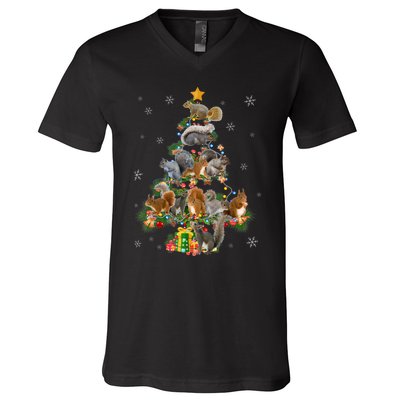 Funny Squirrel Christmas Tree Squirrel Lover Xmas Gifts TShirt V-Neck T-Shirt