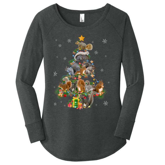 Funny Squirrel Christmas Tree Squirrel Lover Xmas Gifts TShirt Women's Perfect Tri Tunic Long Sleeve Shirt