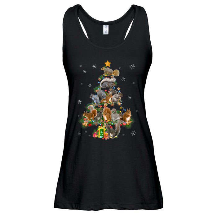 Funny Squirrel Christmas Tree Squirrel Lover Xmas Gifts TShirt Ladies Essential Flowy Tank