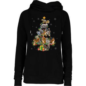 Funny Squirrel Christmas Tree Squirrel Lover Xmas Gifts TShirt Womens Funnel Neck Pullover Hood