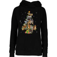 Funny Squirrel Christmas Tree Squirrel Lover Xmas Gifts TShirt Womens Funnel Neck Pullover Hood