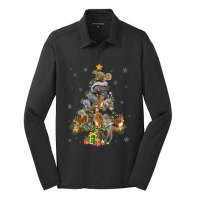 Funny Squirrel Christmas Tree Squirrel Lover Xmas Gifts TShirt Silk Touch Performance Long Sleeve Polo