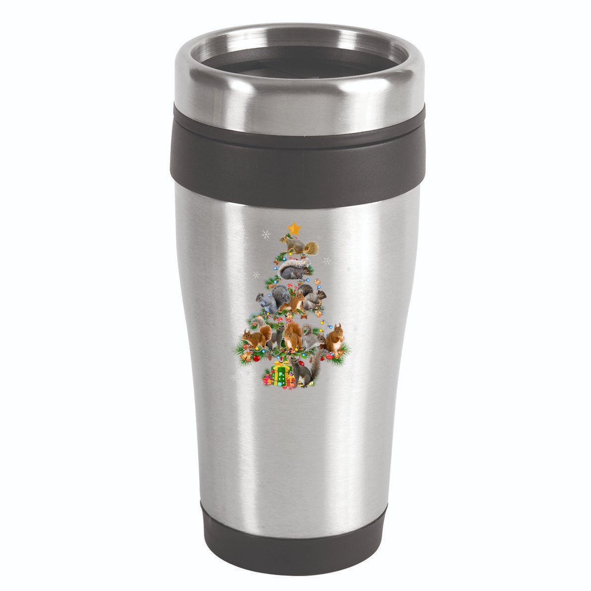 Funny Squirrel Christmas Tree Squirrel Lover Xmas Gifts TShirt 16oz Travel Tumbler