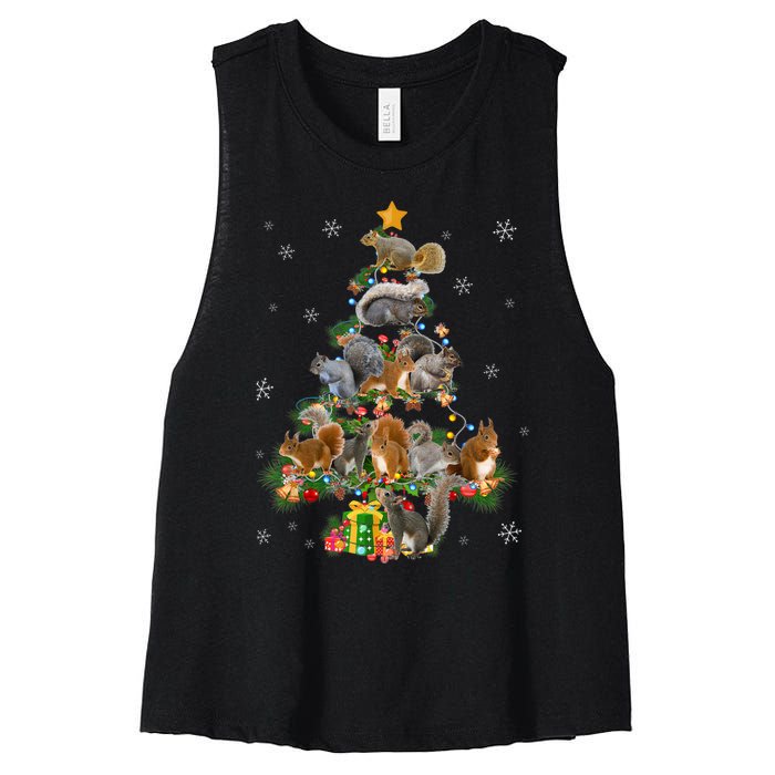 Funny Squirrel Christmas Tree Squirrel Lover Xmas Gifts TShirt Women's Racerback Cropped Tank