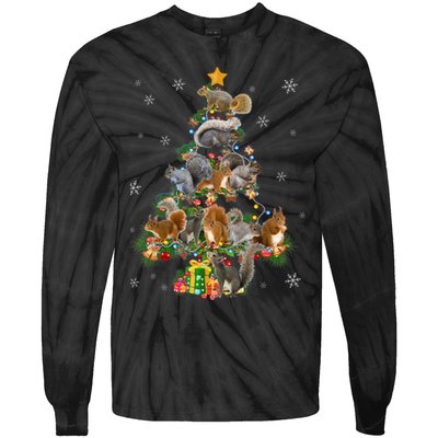 Funny Squirrel Christmas Tree Squirrel Lover Xmas Gifts TShirt Tie-Dye Long Sleeve Shirt
