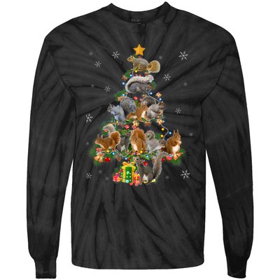 Funny Squirrel Christmas Tree Squirrel Lover Xmas Gifts TShirt Tie-Dye Long Sleeve Shirt