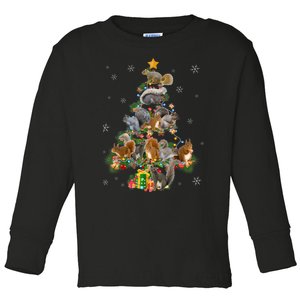 Funny Squirrel Christmas Tree Squirrel Lover Xmas Gifts TShirt Toddler Long Sleeve Shirt