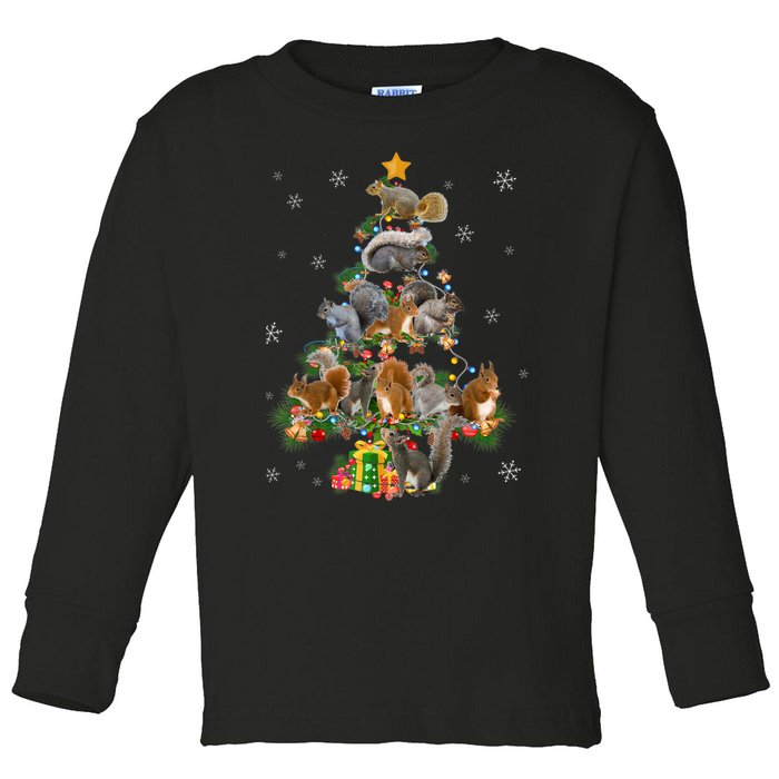 Funny Squirrel Christmas Tree Squirrel Lover Xmas Gifts TShirt Toddler Long Sleeve Shirt