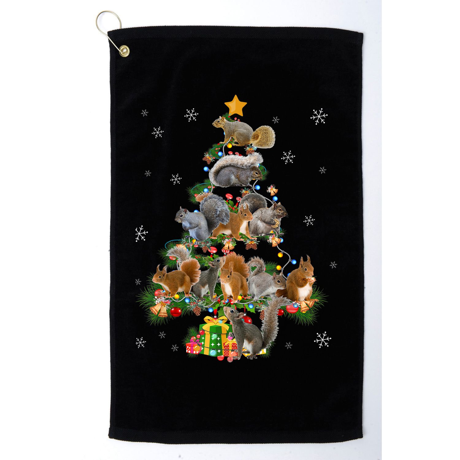 Funny Squirrel Christmas Tree Squirrel Lover Xmas Gifts TShirt Golf Towel