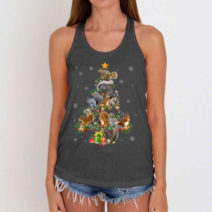 Funny Squirrel Christmas Tree Squirrel Lover Xmas Gifts TShirt Women's Knotted Racerback Tank