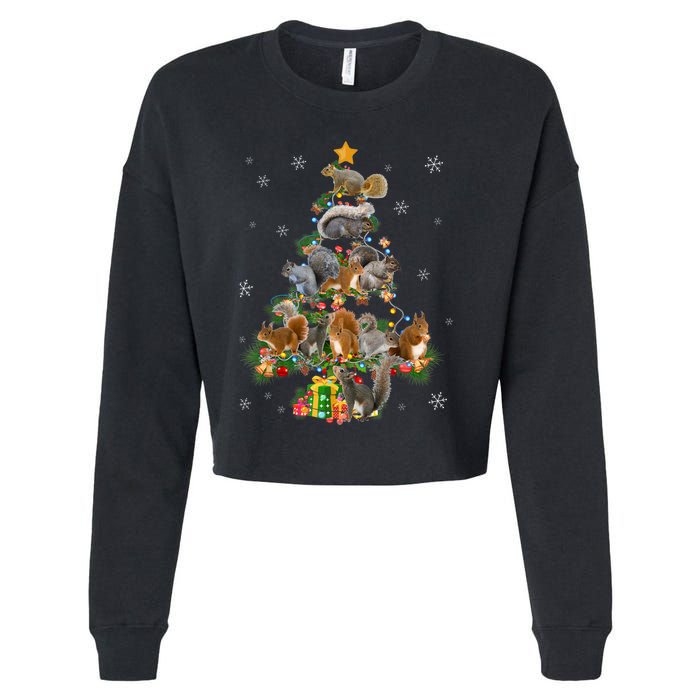 Funny Squirrel Christmas Tree Squirrel Lover Xmas Gifts TShirt Cropped Pullover Crew