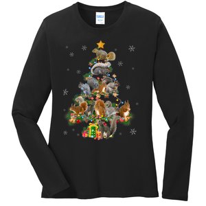 Funny Squirrel Christmas Tree Squirrel Lover Xmas Gifts TShirt Ladies Long Sleeve Shirt