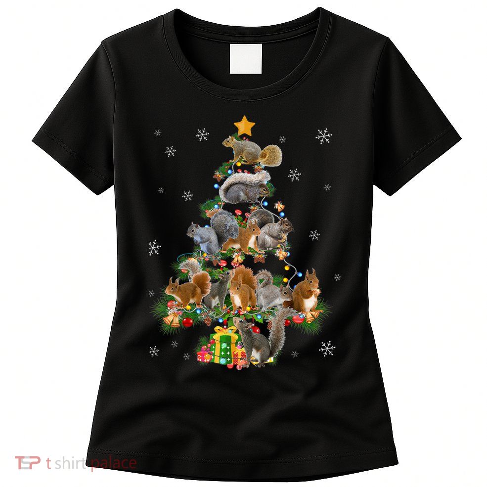 Funny Squirrel Christmas Tree Squirrel Lover Xmas Gifts TShirt Womens T-Shirt