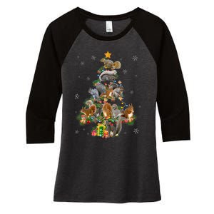 Funny Squirrel Christmas Tree Squirrel Lover Xmas Gifts TShirt Women's Tri-Blend 3/4-Sleeve Raglan Shirt