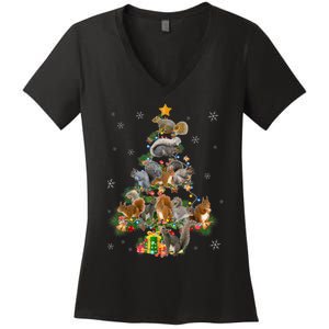 Funny Squirrel Christmas Tree Squirrel Lover Xmas Gifts TShirt Women's V-Neck T-Shirt