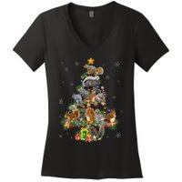 Funny Squirrel Christmas Tree Squirrel Lover Xmas Gifts TShirt Women's V-Neck T-Shirt