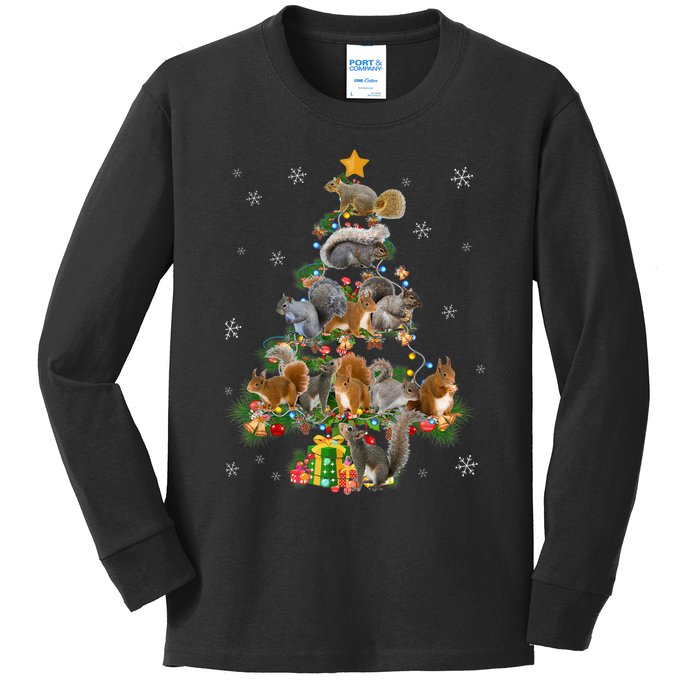 Funny Squirrel Christmas Tree Squirrel Lover Xmas Gifts TShirt Kids Long Sleeve Shirt