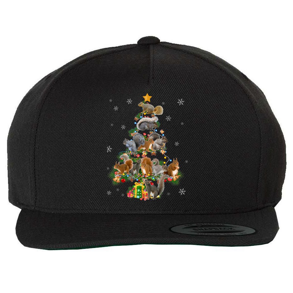 Funny Squirrel Christmas Tree Squirrel Lover Xmas Gifts TShirt Wool Snapback Cap