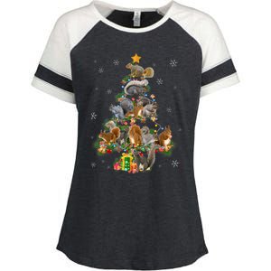 Funny Squirrel Christmas Tree Squirrel Lover Xmas Gifts TShirt Enza Ladies Jersey Colorblock Tee