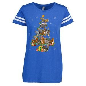 Funny Squirrel Christmas Tree Squirrel Lover Xmas Gifts TShirt Enza Ladies Jersey Football T-Shirt