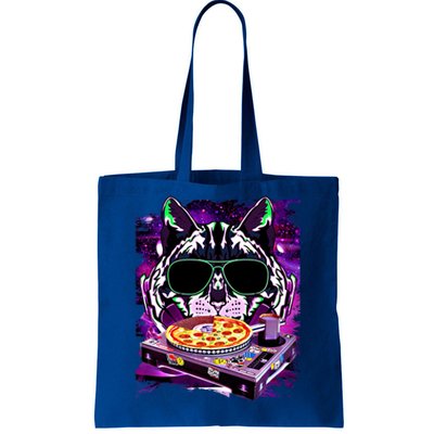 Funny Space Cat Remix Dj Pizza Remix For Cat Galaxy Lovers Cute Gift Tote Bag