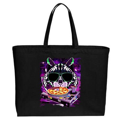 Funny Space Cat Remix Dj Pizza Remix For Cat Galaxy Lovers Cute Gift Cotton Canvas Jumbo Tote