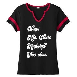 Funny Santa Claus Family Mrs Claus Rudolph Elves Christmas Ladies Halftime Notch Neck Tee