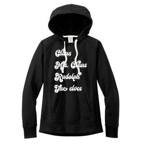 Funny Santa Claus Family Mrs Claus Rudolph Elves Christmas Women's Fleece Hoodie