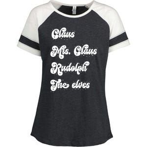 Funny Santa Claus Family Mrs Claus Rudolph Elves Christmas Enza Ladies Jersey Colorblock Tee