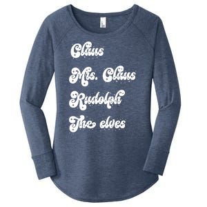 Funny Santa Claus Family Mrs Claus Rudolph Elves Christmas Women's Perfect Tri Tunic Long Sleeve Shirt