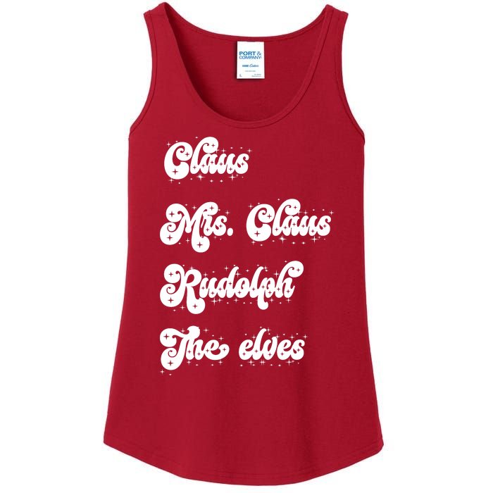 Funny Santa Claus Family Mrs Claus Rudolph Elves Christmas Ladies Essential Tank