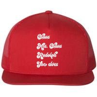 Funny Santa Claus Family Mrs Claus Rudolph Elves Christmas Flat Bill Trucker Hat