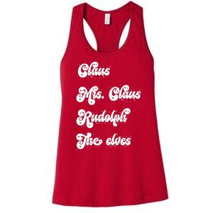 Funny Santa Claus Family Mrs Claus Rudolph Elves Christmas Women's Racerback Tank