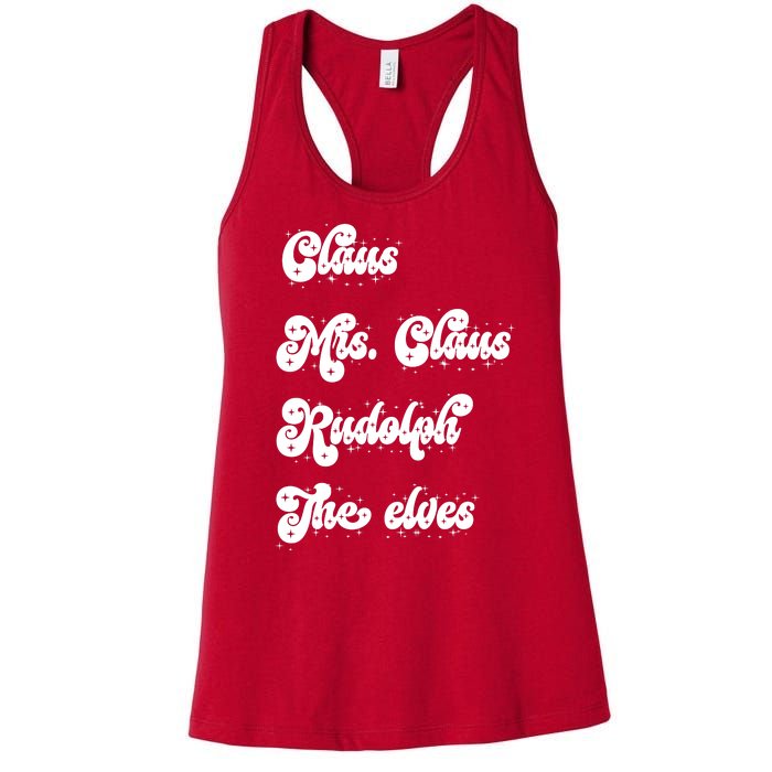 Funny Santa Claus Family Mrs Claus Rudolph Elves Christmas Women's Racerback Tank