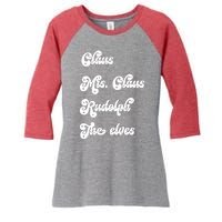 Funny Santa Claus Family Mrs Claus Rudolph Elves Christmas Women's Tri-Blend 3/4-Sleeve Raglan Shirt