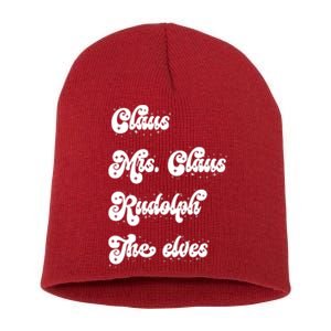 Funny Santa Claus Family Mrs Claus Rudolph Elves Christmas Short Acrylic Beanie