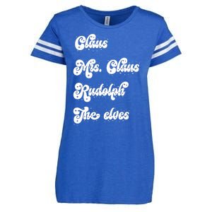 Funny Santa Claus Family Mrs Claus Rudolph Elves Christmas Enza Ladies Jersey Football T-Shirt