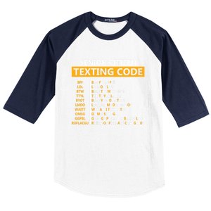 Funny Senior CitizenS Texting Code Design Gift For Grandpa Great Gift Baseball Sleeve Shirt