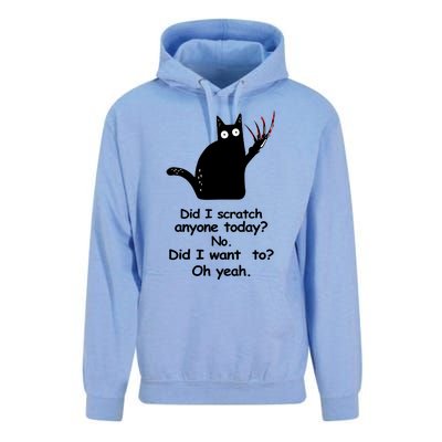 Funny Sarcastic Cat Have I Scratched Anyone Today Black Cat Unisex Surf Hoodie