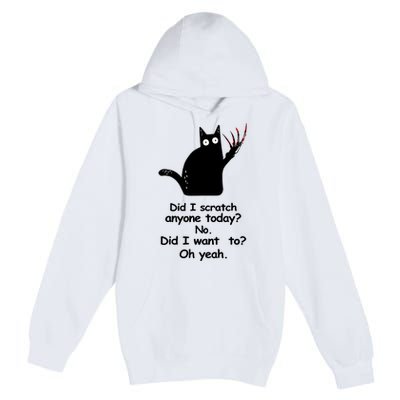 Funny Sarcastic Cat Have I Scratched Anyone Today Black Cat Premium Pullover Hoodie