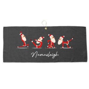 Funny Santa Claus Yoga Pose Namasleigh Namaste Christmas Large Microfiber Waffle Golf Towel