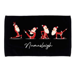 Funny Santa Claus Yoga Pose Namasleigh Namaste Christmas Microfiber Hand Towel