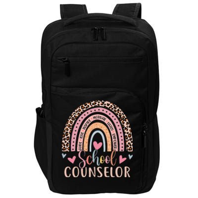 Funny School Counselor Rainbow Leopard Print Counselor Impact Tech Backpack