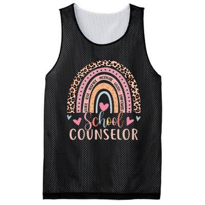 Funny School Counselor Rainbow Leopard Print Counselor Mesh Reversible Basketball Jersey Tank