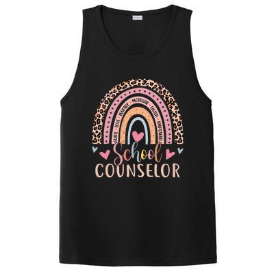 Funny School Counselor Rainbow Leopard Print Counselor PosiCharge Competitor Tank