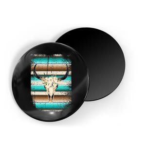 Funny Serape Cow Boho Print Flower Rustic Turquoise Brown Magnet