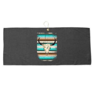 Funny Serape Cow Boho Print Flower Rustic Turquoise Brown Large Microfiber Waffle Golf Towel